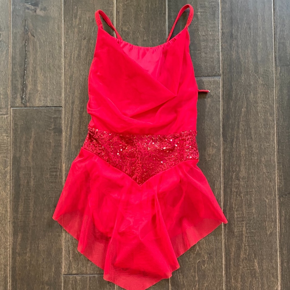 Hot Red Costume with Sheer short skirt